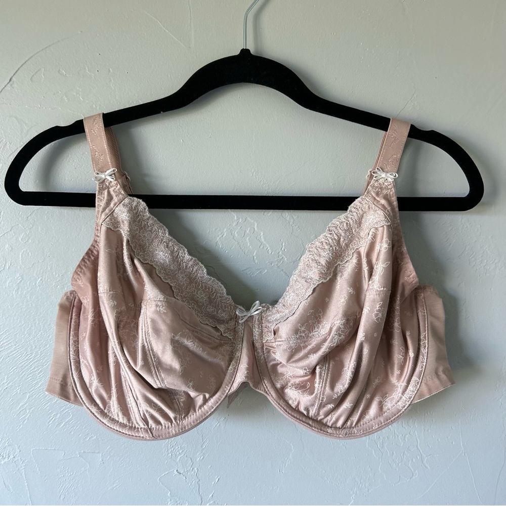 Elomi Abi Underwired Bandless Full Cup Floral Lace Bra Tan Size 40E